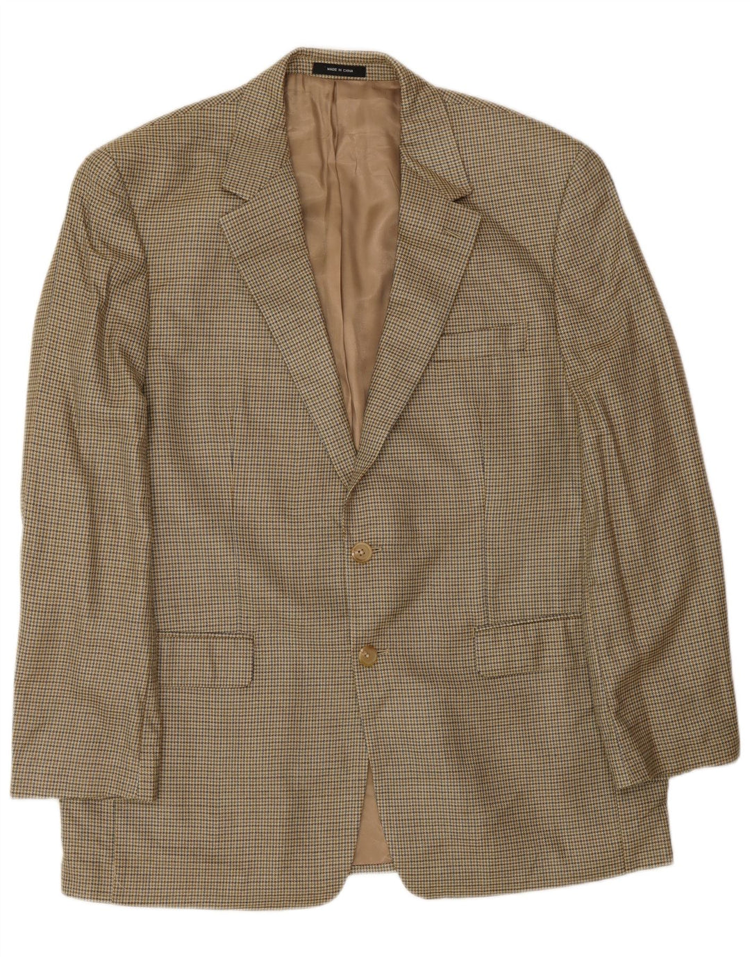 Giacca blazer da uomo a 2 bottoni Ralph Lauren UK 42 grande seta pied de poule beige
