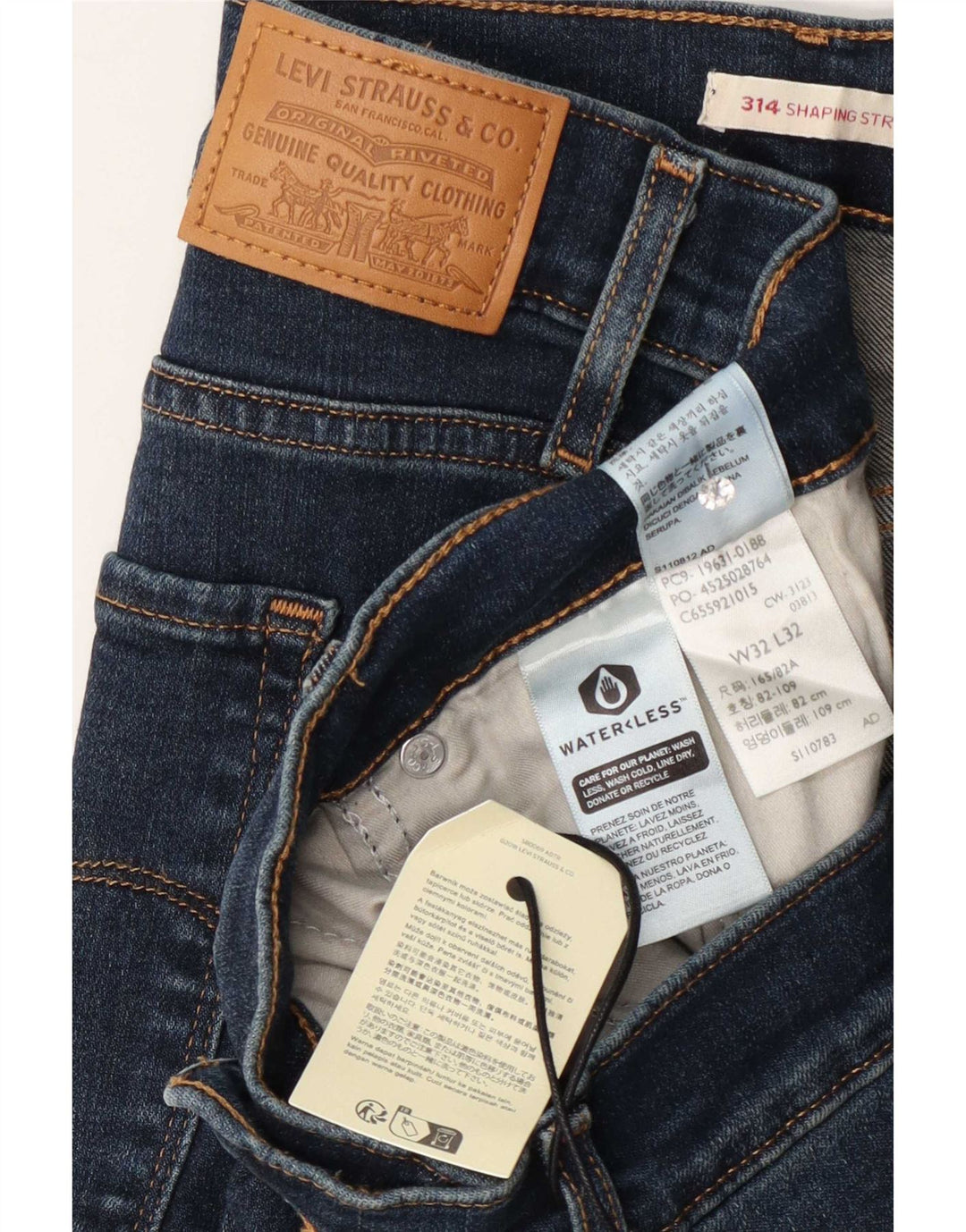 Levi's Donna 314 Jeans dritti modellanti W32 L32 cotone blu navy