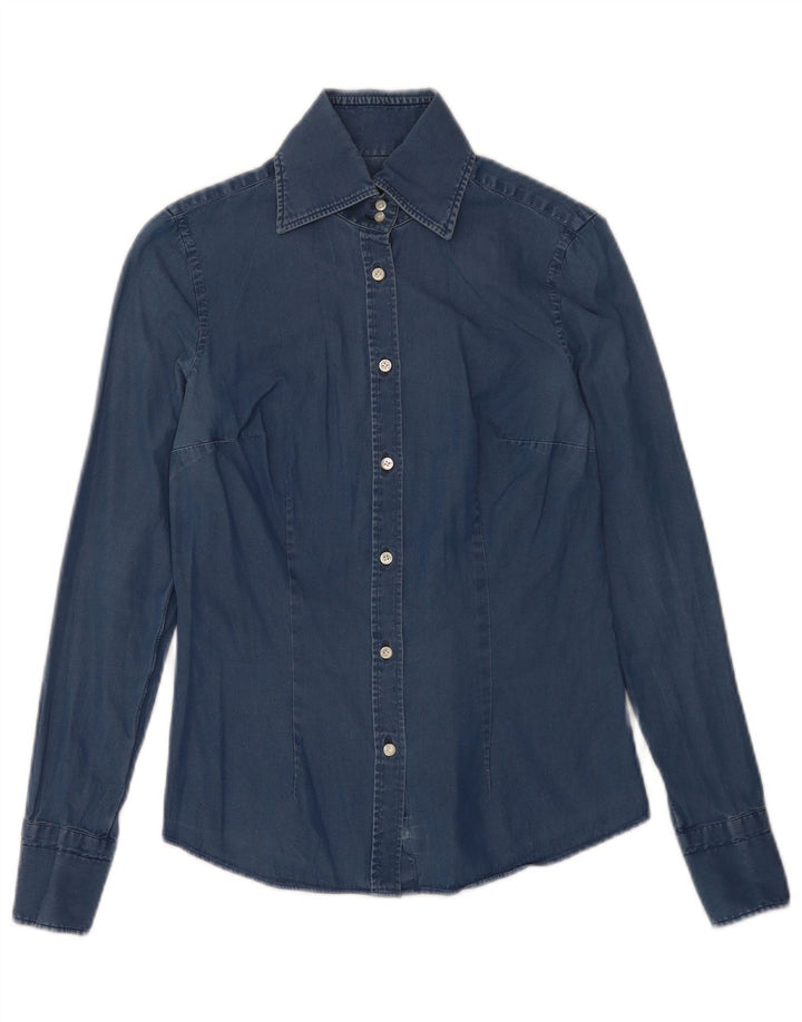 Camicia Barba Donna Denim IT 42 Cotone Blu Medio