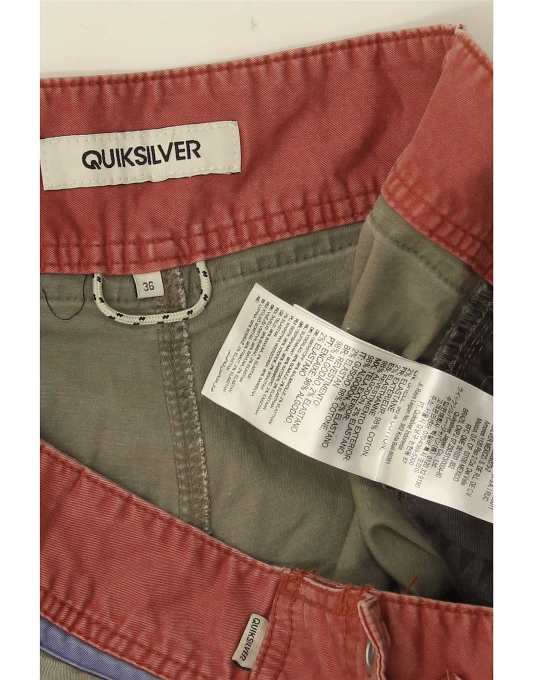 Pantaloncini da uomo Quiksilver W36 Large Khaki Colourblock Cotton