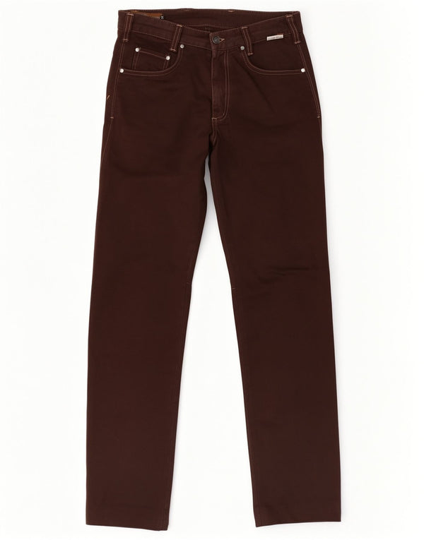 Pantaloni casual dritti da donna vintage W32 L32 in cotone marrone