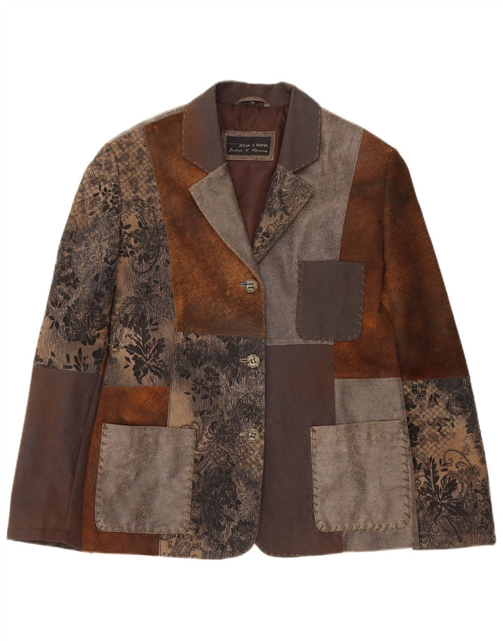 Giacca blazer a 3 bottoni da donna Julia S. Roma EU 40 Patchwork marrone medio