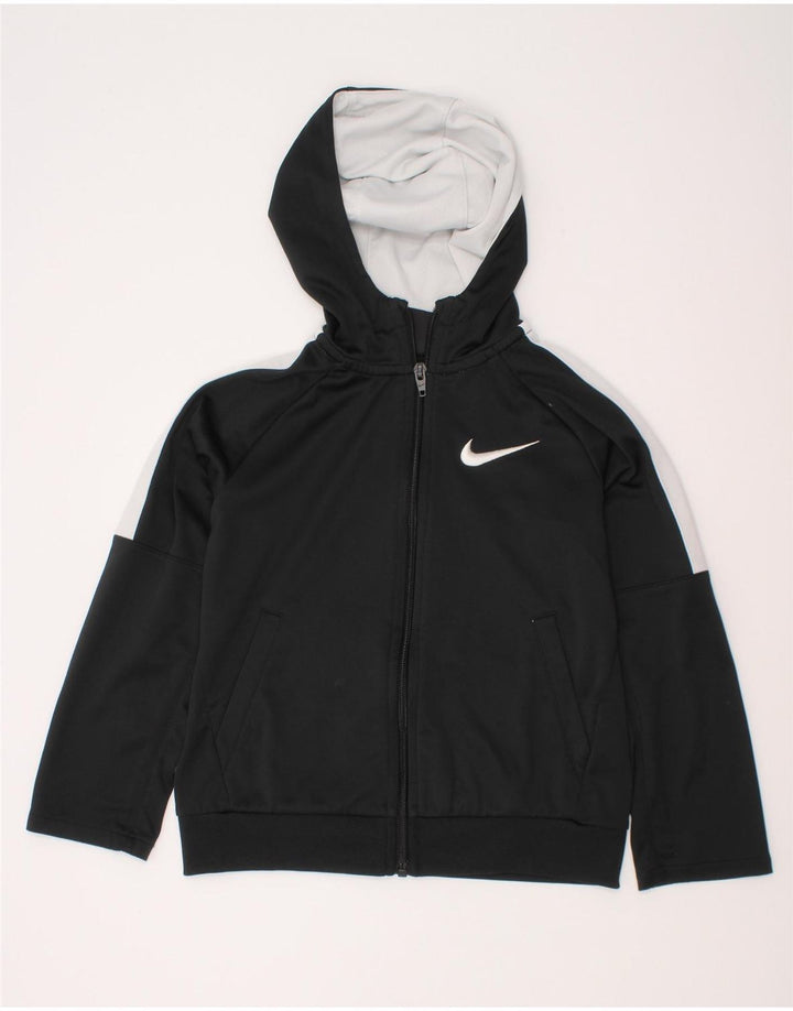Felpa con cappuccio e zip Nike per ragazzi, 5-6 anni, poliestere color block nero medio