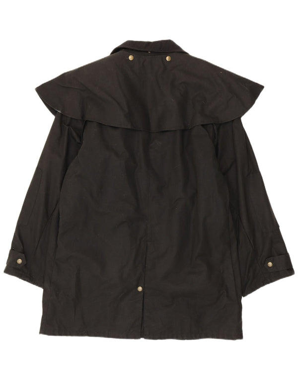 Cappotto mantella oversize in cotone cerato da donna Koolah UK 14 medio nero