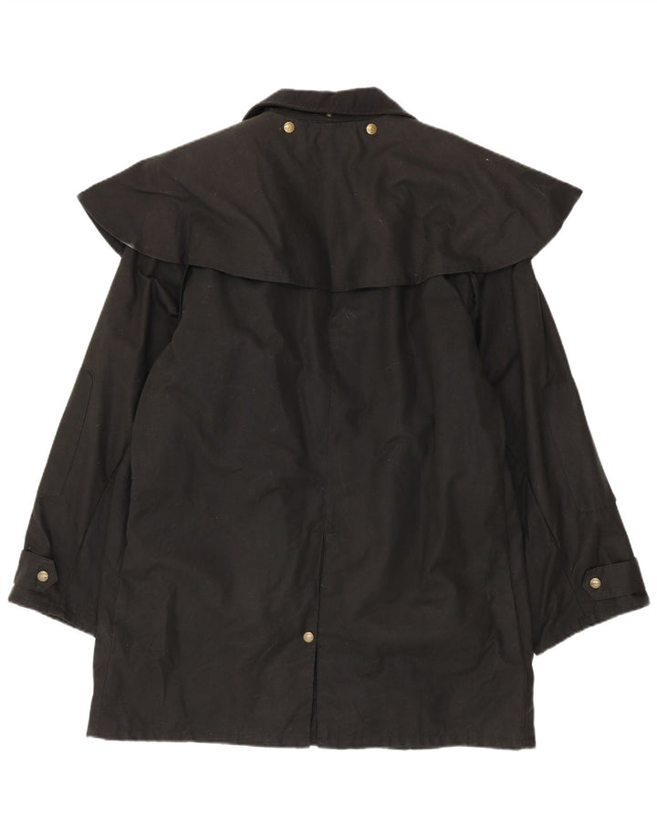 Cappotto mantella oversize in cotone cerato da donna Koolah UK 14 medio nero