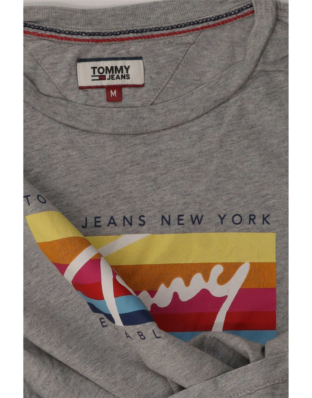 T-shirt grafica da donna Tommy Hilfiger Top UK 14 Grigio medio