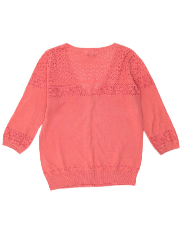Maglione cardigan con maniche a 3/4 da donna Fat Face UK 14 Cotone rosa medio
