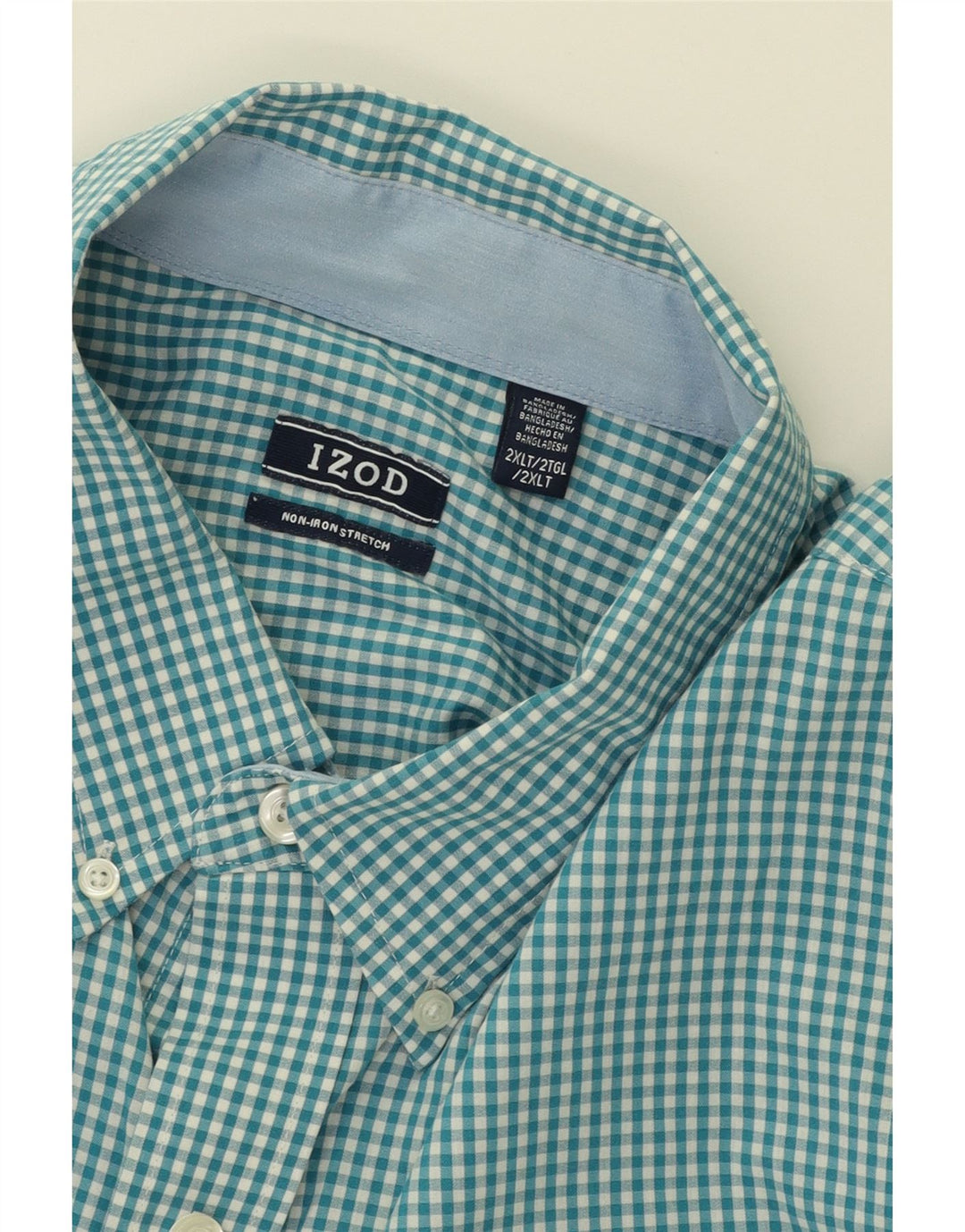 IZOD Mens NON - IRON Shirt 2XL Blue Check Cotton Vintage Izod and Second-Hand Izod from Messina Hembry 