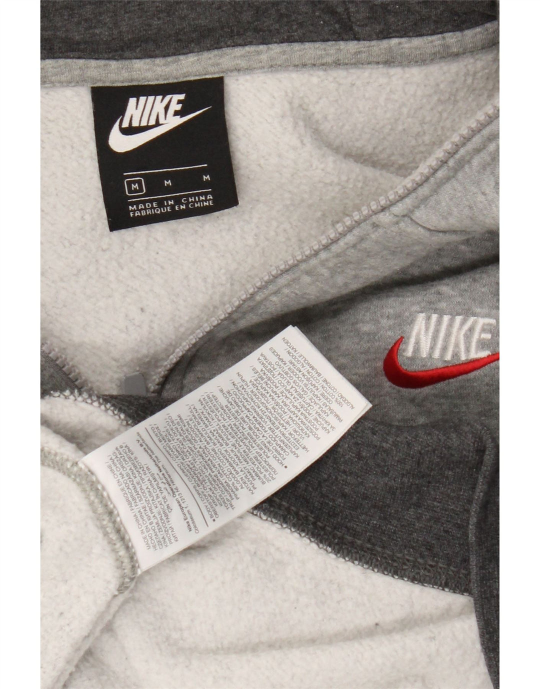 Felpa con cappuccio e zip Nike da uomo in cotone screziato grigio medio