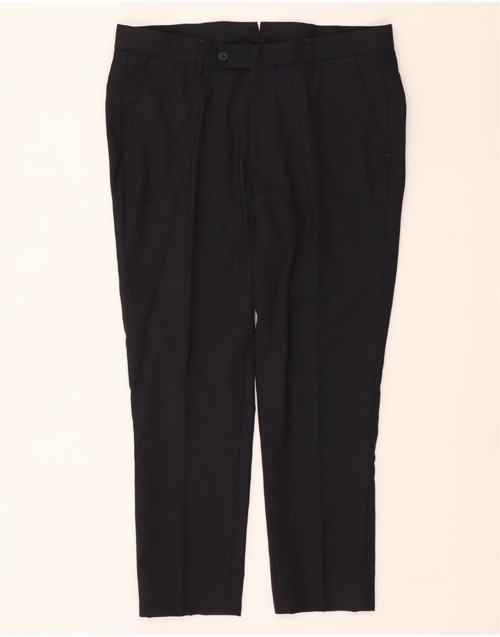 MASSIMO DUTTI Mens Slim Suit Trousers EU 42 Large W32 L27 Navy Blue Vintage Massimo Dutti and Second-Hand Massimo Dutti from Messina Hembry 