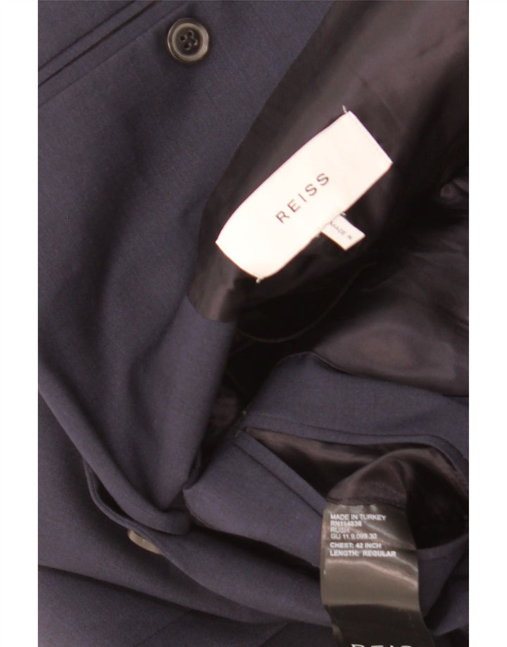 Giacca blazer da uomo a 2 bottoni Reiss UK 40 grande lana blu navy