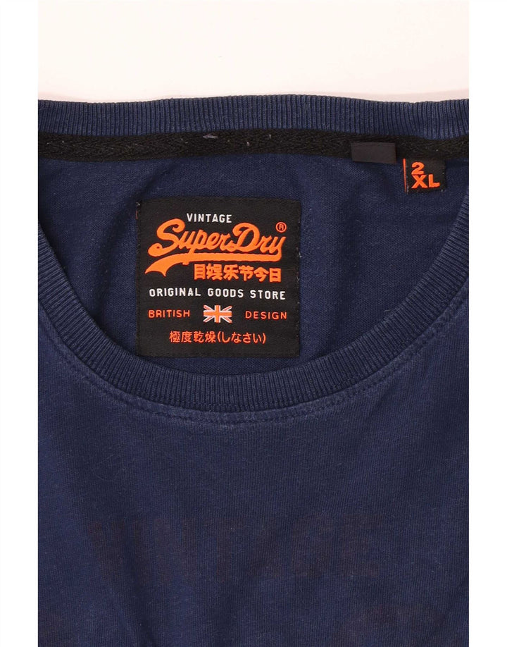 Top da uomo con grafica extra slim Superdry a maniche lunghe 2XL blu color block
