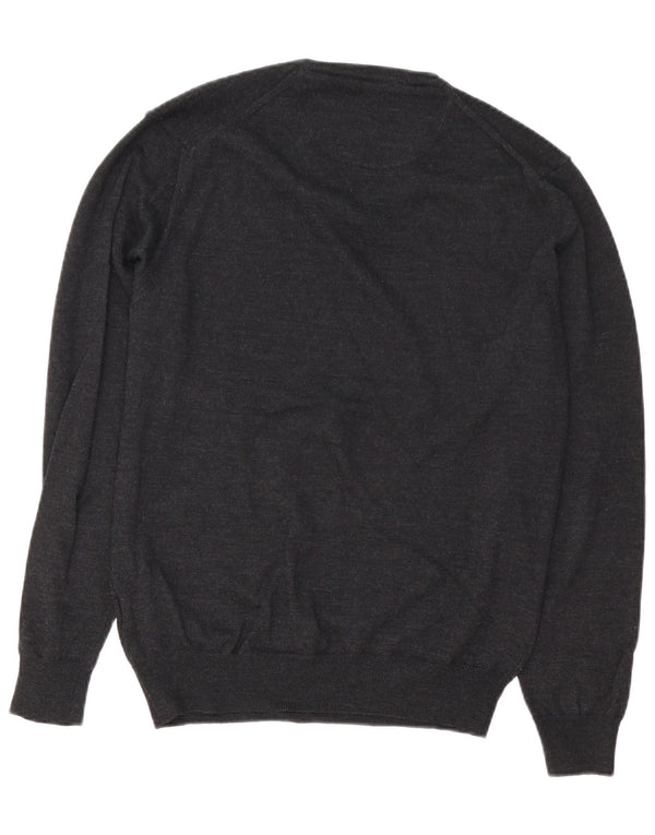 Maglione da uomo con scollo a V Carrera in lana merino grigio medio