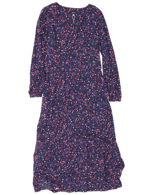 Abito lungo da donna a maniche lunghe Joules UK 14 Grande cuore in viscosa blu navy