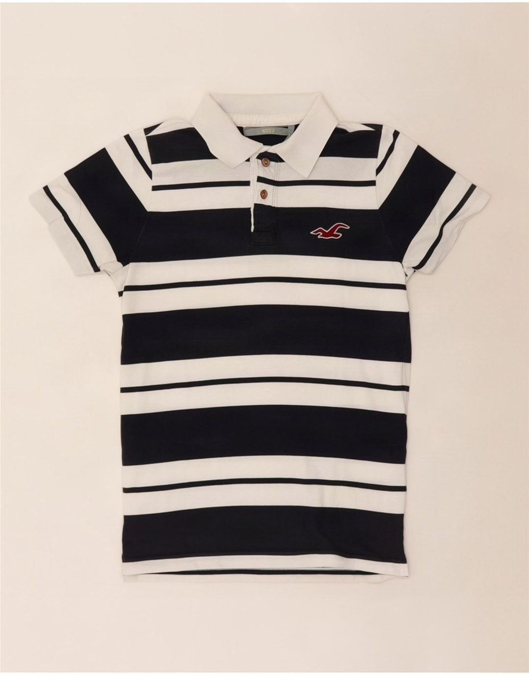 Polo Hollister da uomo in cotone a righe medie blu navy