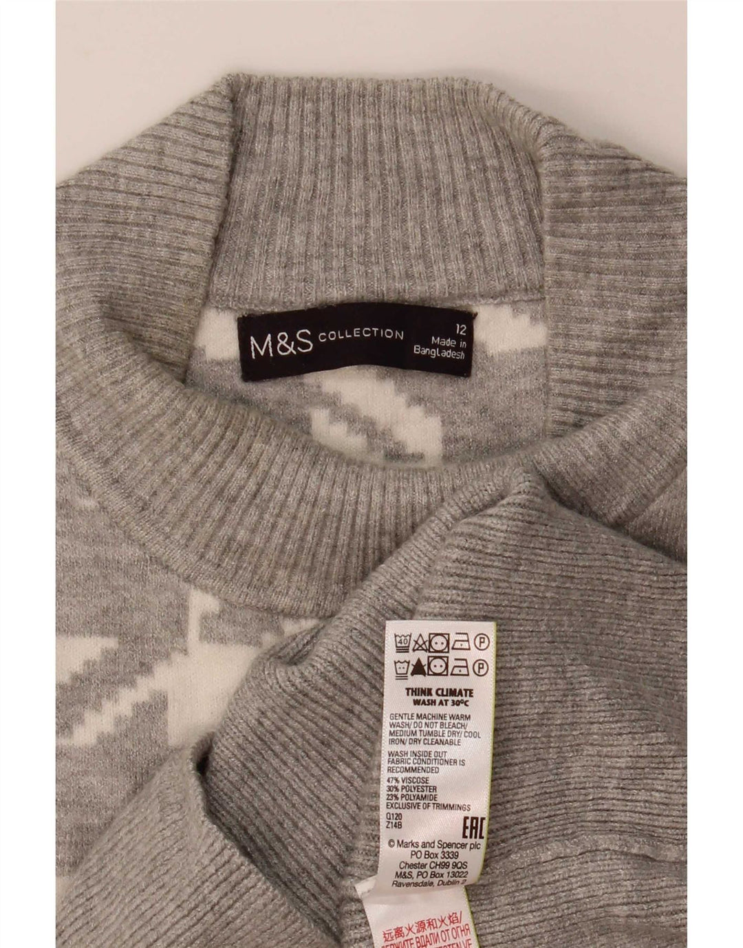 Maglione maglione a collo alto da donna Marks & Spencer UK 12 Grigio medio