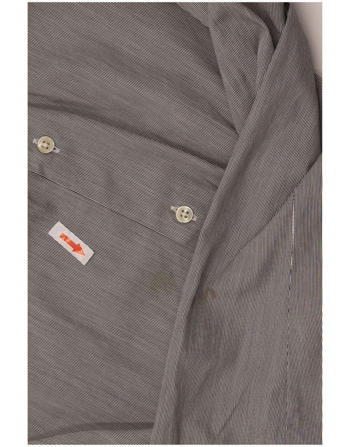 Camicia da uomo slim fit Massimo Dutti XL in cotone a righe grigie