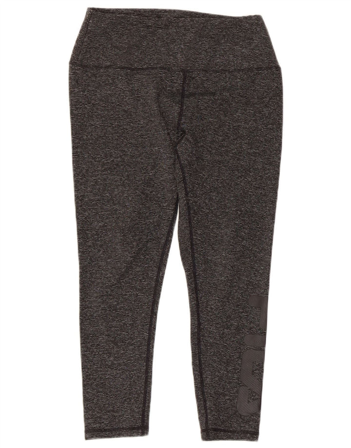 FILA Leggings Capri con grafica da donna UK 10 Piccolo poliestere gessato grigio