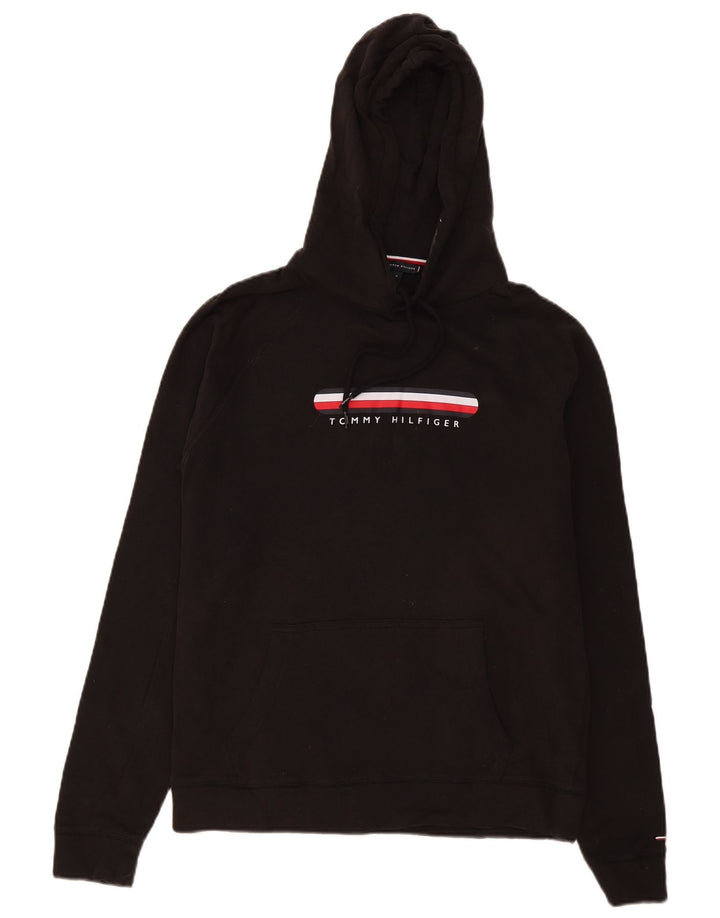 Maglione con cappuccio grafico da uomo Tommy Hilfiger cotone medio nero
