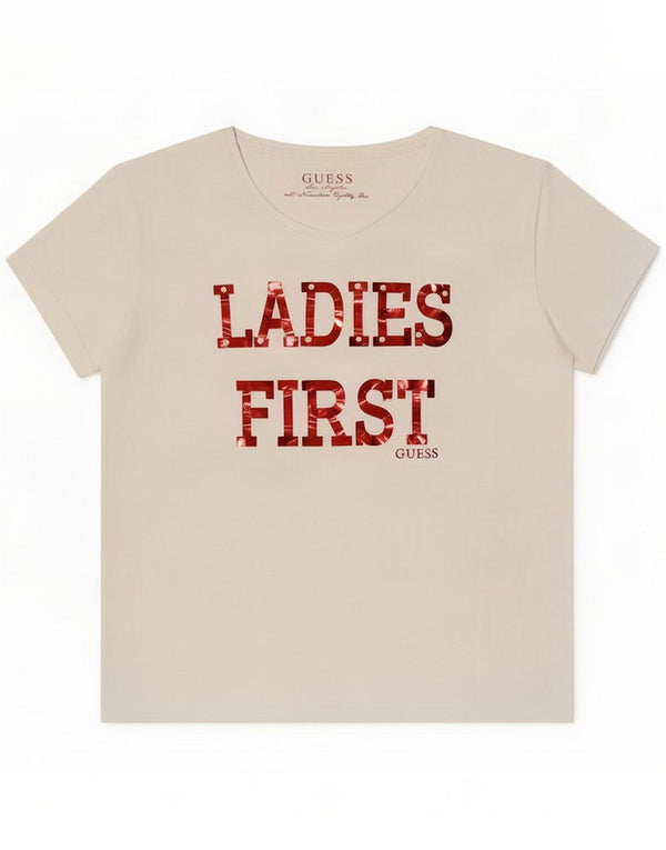 Guess T-shirt grafica da donna UK 14 Large Bianco