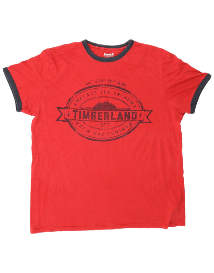 T-shirt grafica da uomo Timberland Top XL in cotone rosso