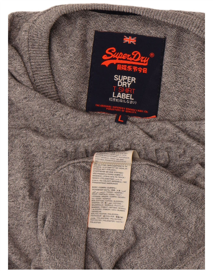 Top grafico da uomo Superdry a maniche lunghe in cotone grigio grande