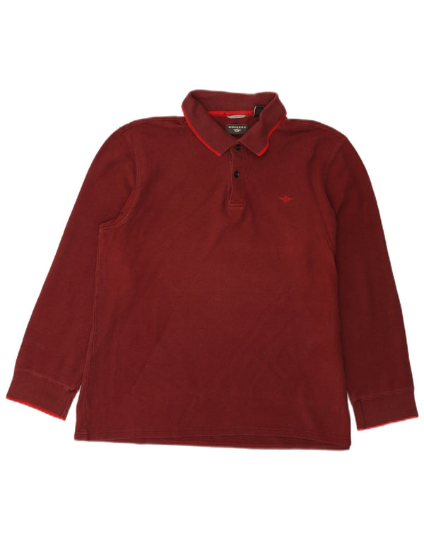 Polo da uomo a maniche lunghe Dockers in cotone bordeaux medio