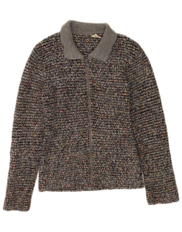 Maglione cardigan da donna Onyx UK 12 Lana screziata grigio medio