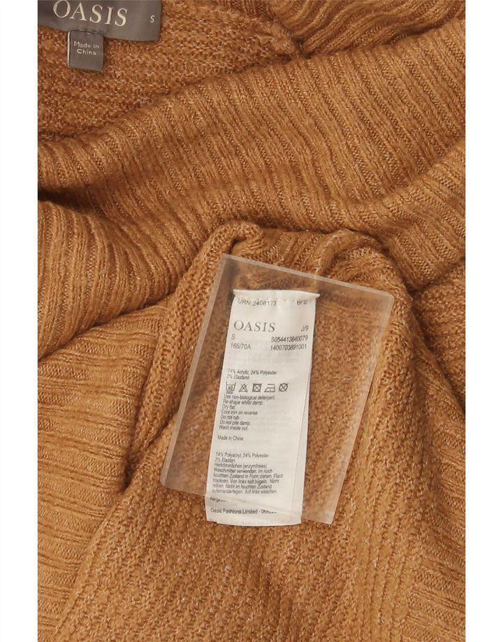Maglione maglione oversize da donna Oasis con collo alto UK 10 piccolo acrilico beige