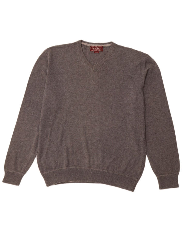 MARLBORO CLASSICS Maglione da uomo con scollo a V XL in lana grigia