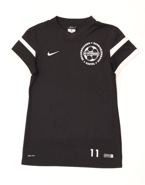 T-shirt grafica da donna Nike Dri Fit Top UK 10 Small Black Colourblock