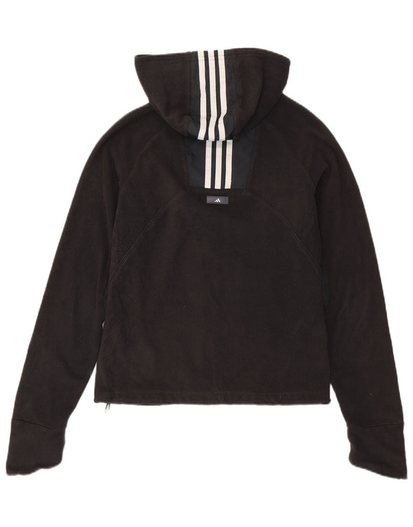 Giacca in pile con cappuccio Adidas Clima 365 da donna UK 12 Medium Black Colourblock