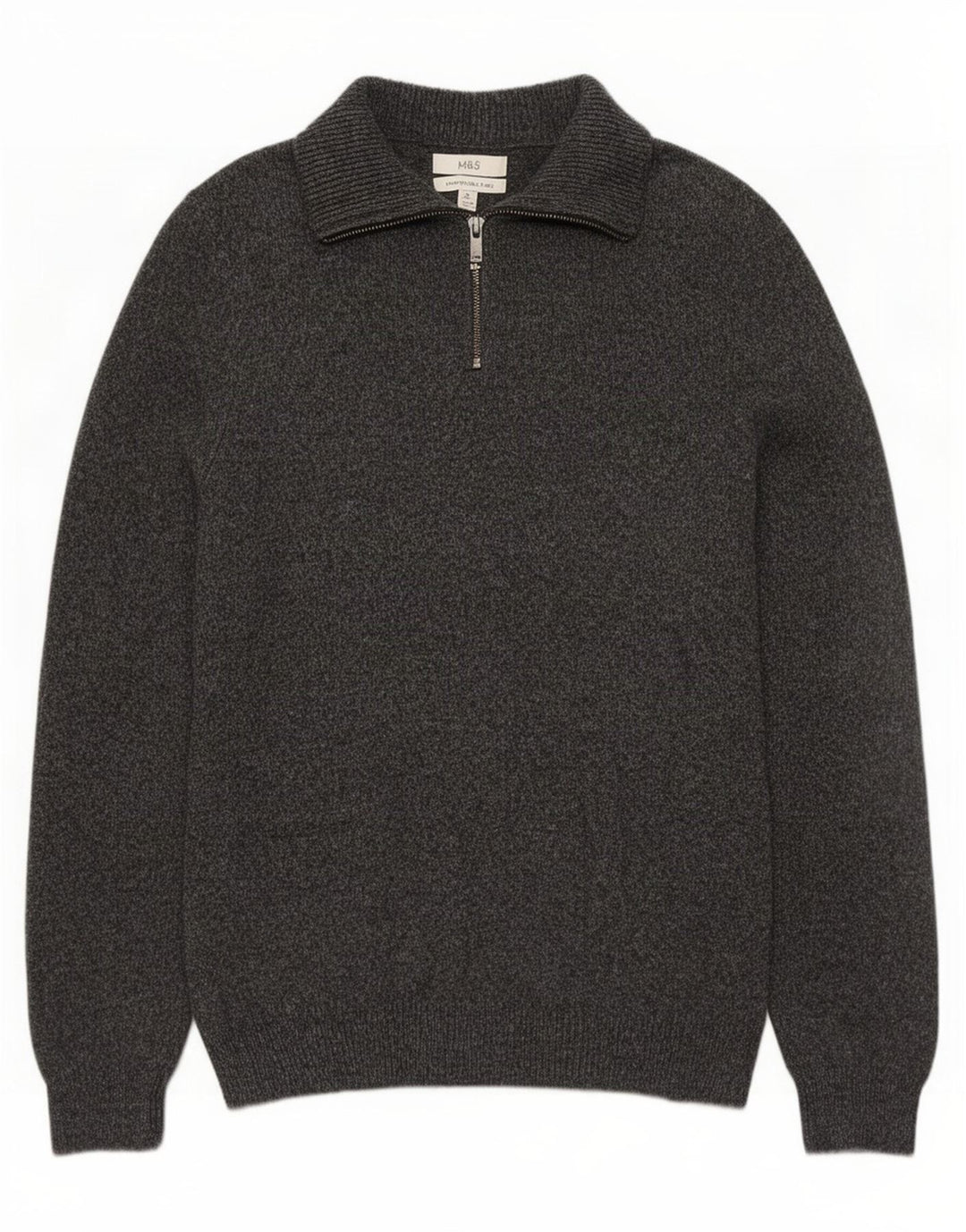 Maglione maglione con zip da uomo Marks & Spencer grigio medio
