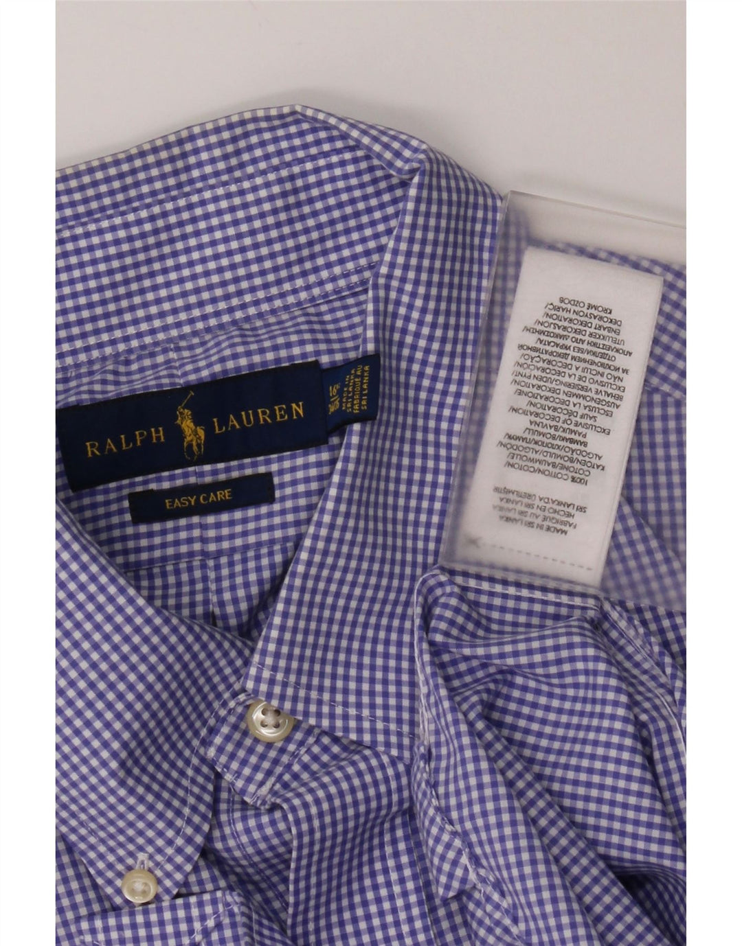 Camicia da uomo Ralph Lauren taglia 16 1/2 grande cotone a quadretti blu