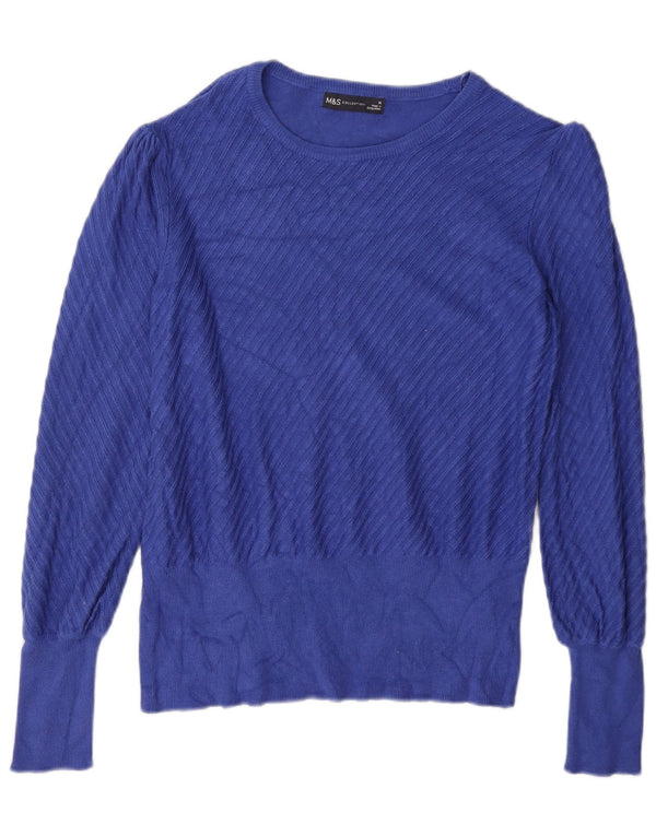 Maglione maglione con scollo a barca da donna Marks & Spencer UK 16 grande viscosa blu