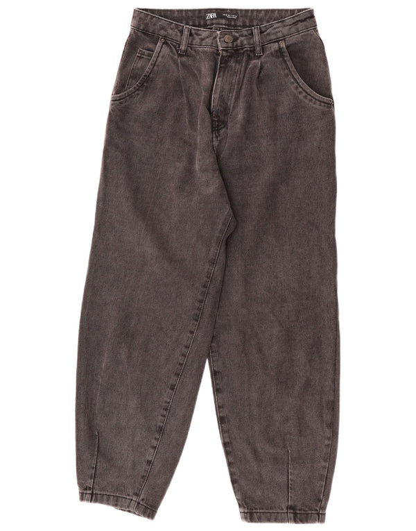Jeans larghi a vita alta da donna Zara EU 36 XS W26 L26 cotone grigio