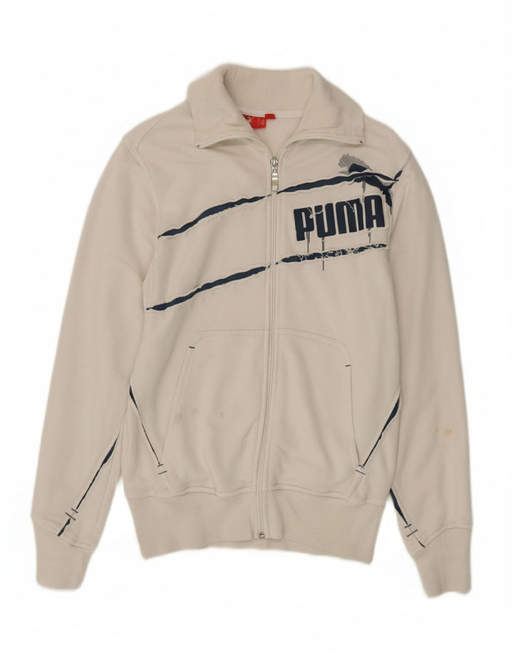 PUMA Mens Graphic Tracksuit Top Jacket Small Off White Sports