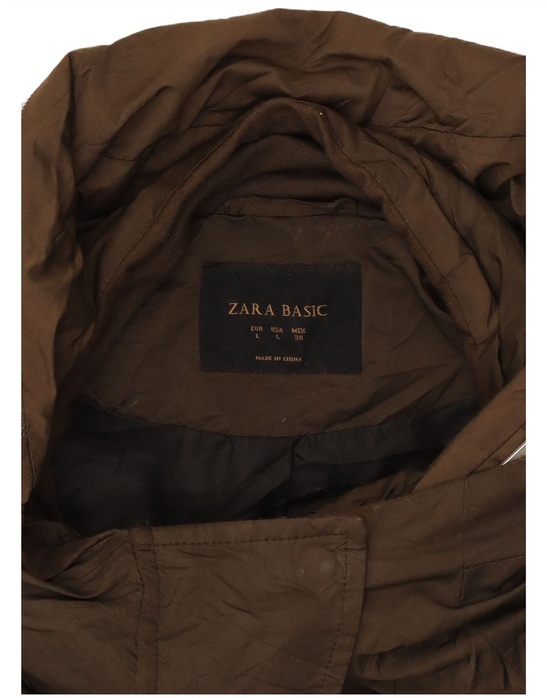 Giacca Parka con cappuccio da donna Zara UK 16 grande marrone