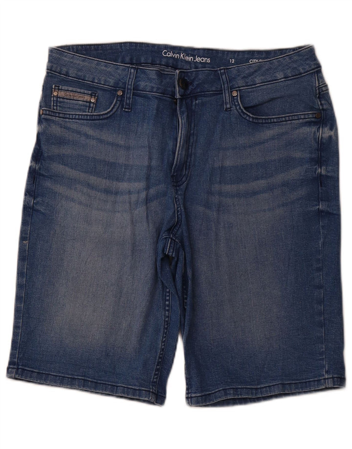 CALVIN KLEIN Pantaloncini di jeans da donna US 12 Large W32 Blu Cotone