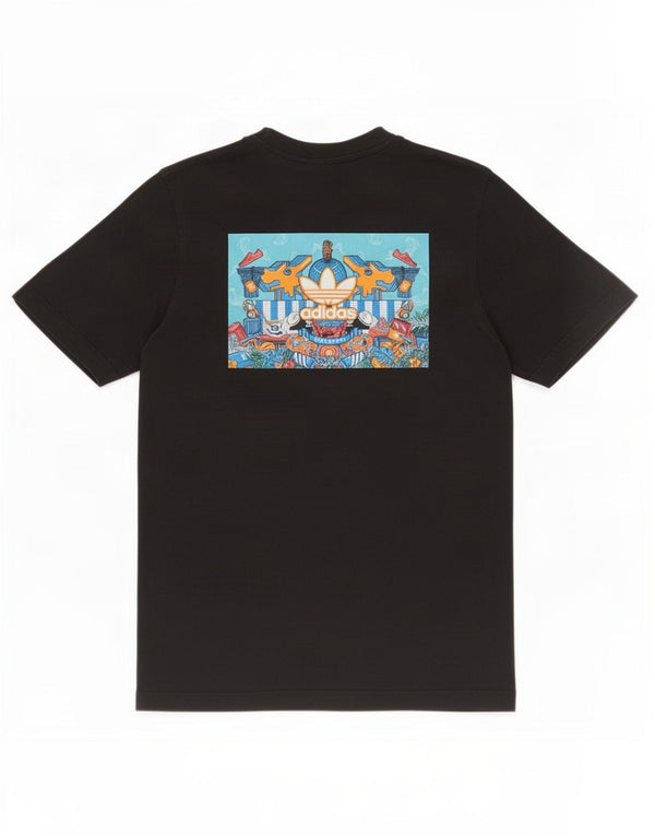 T-shirt grafica da uomo Adidas Top piccola in cotone nero