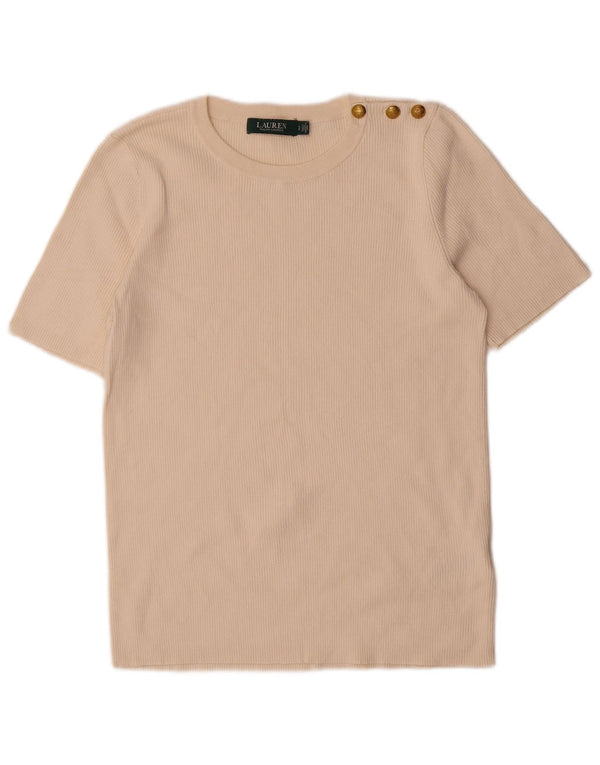 T-shirt da donna Ralph Lauren Top UK 14 grande cotone bianco sporco