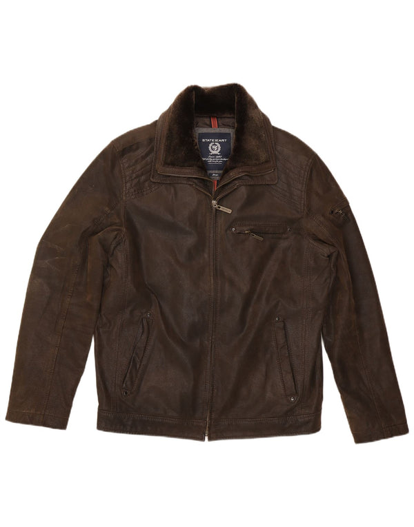 Giacca in pelle da uomo State of Art UK 40 grande in pelle marrone