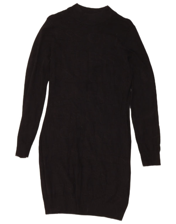 Guess Abito maglione grafico da donna UK 12 Medium Black Viscosa