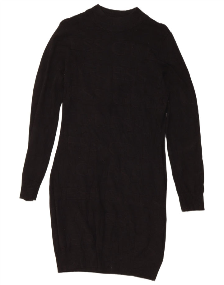Guess Abito maglione grafico da donna UK 12 Medium Black Viscosa