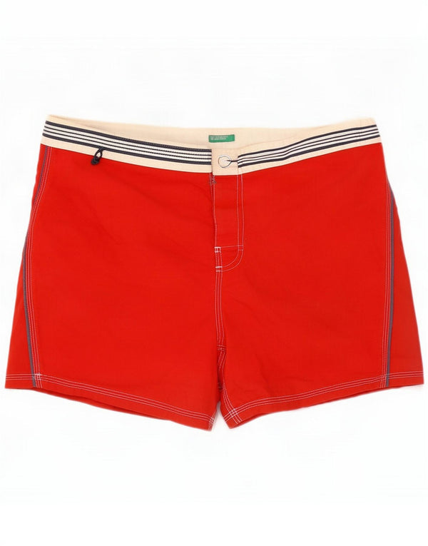 Benetton Pantaloncini da bagno con grafica da uomo Large Rosso Colourblock Cotton