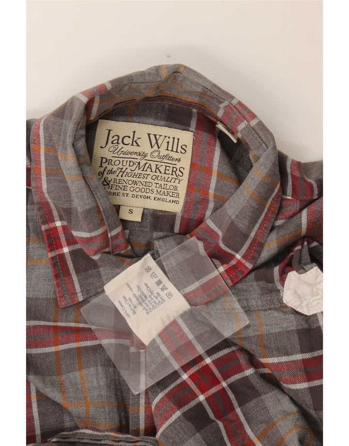 Camicia in flanella da uomo Jack Wills piccola in cotone scozzese grigio