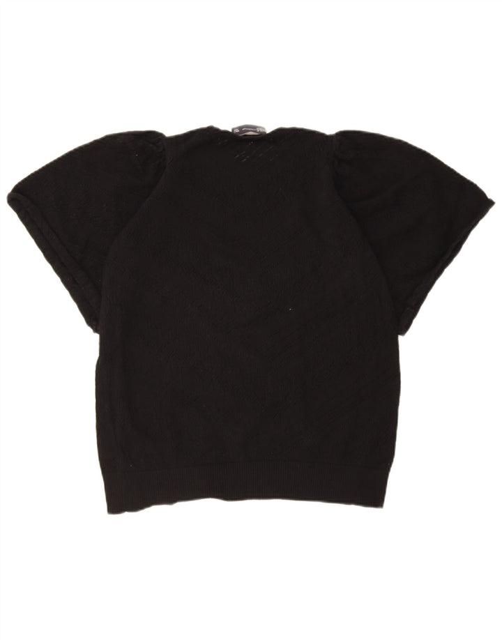 Maglione maglione girocollo da donna Marks & Spencer UK 10 piccolo nero geometrico