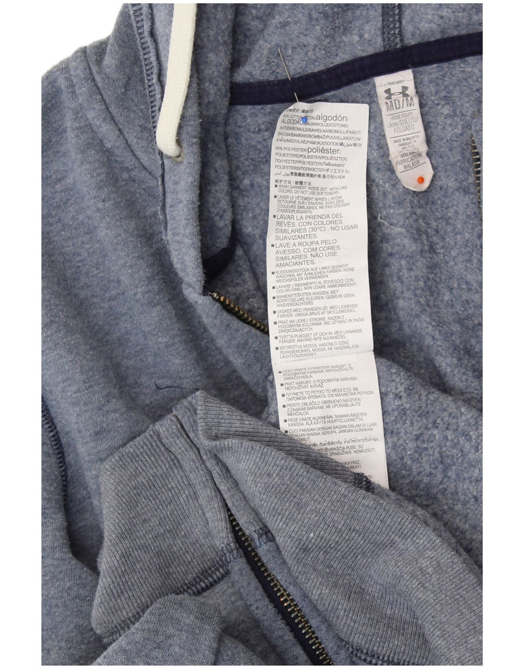 Felpa con cappuccio e zip grafica da uomo UNDER ARMOUR in cotone blu medio