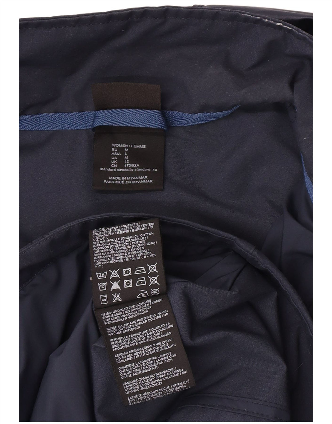 Giacca a vento con cappuccio da donna Jack Wolfskin UK 12 medio blu navy