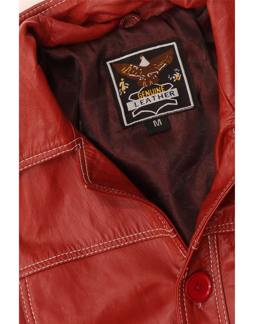 Giacca in pelle vintage da donna UK 38 rossa media